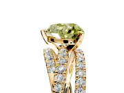 Solitaire Engagement Ring Setting for Fancy Yellow Heart-Shaped Center with Woven 3-Strand Pave Band and Prong Head in Yellow Gold
