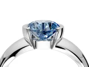 Tension Engagement Ring Setting for Fancy Blue Round Cut Center with Wide Flat Band and Tension Head in Platinum