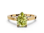 Solitaire Engagement Ring Setting for Fancy Yellow Pear-Shaped Center with Tapered Shoulders and Prong Head in Yellow Gold