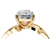 Solitaire Engagement Ring Setting for Radiant Cut Center with Pave and Plain Crossover Band and Prong Head in Yellow Gold
