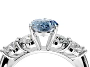 5 Stone Engagement Ring Setting for Fancy Blue Oval Center with Graduated Accents and Prong Head in Platinum