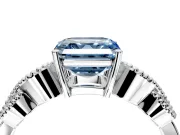 Leaf Engagement Ring Setting for Fancy Blue Asscher Cut Center with Milgrain Accent Band and Prong Head in White Gold