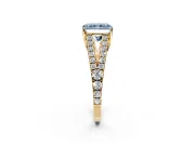Solitaire Engagement Ring Setting for Fancy Blue Radiant Cut Center with Pave Split Shank and Prong Head in Yellow Gold
