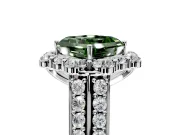 Large Accent Halo Engagement Ring Setting for Fancy Green Asscher Cut Center with Pave Split Shank and Prong Head in Platinum