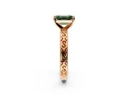 Solitaire Engagement Ring Setting for Fancy Green Emerald Cut Center with Scrollwork Band and Prong Head in Rose Gold