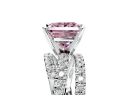 Solitaire Engagement Ring Setting for Fancy Pink Princess Cut Center with Woven 3-Strand Pave Band and Prong Head in Platinum