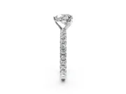 Solitaire Engagement Ring Setting for Heart-Shaped Center with Shared-Prong Accents and Prong Head in White Gold