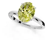 Hidden Halo Engagement Ring Setting for Fancy Yellow Oval Center with Plain Band and Tall Prong Head in Sterling Silver