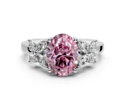 Floral Engagement Ring Setting for Fancy Pink Oval Center with Marquise Cluster Shoulders and Prong Head in Sterling Silver