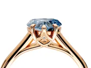 Solitaire Engagement Ring Setting for Fancy Blue Heart-Shaped Center with Cathedral Band and Prong Head in Rose Gold