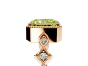 Milgrain Bezel Engagement Ring Setting for Fancy Yellow Radiant Cut Center with Marquise Stations and Bezel Head in Rose Gold