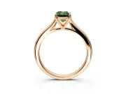 Solitaire Engagement Ring Setting for Fancy Green Emerald Cut Center with Narrow Cathedral Band and Prong Head in Rose Gold