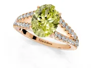 Solitaire Engagement Ring Setting for Fancy Yellow Oval Center with Pave Split Shank and Prong Head in Rose Gold