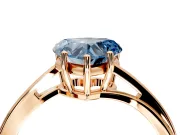 Solitaire Engagement Ring Setting for Fancy Blue Heart-Shaped Center with Plain Bypass Twist Band and Prong Head in Rose Gold
