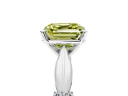 Solitaire Engagement Ring Setting for Fancy Yellow Asscher Cut Center with Carved Leaf Shoulders and Prong Head in Sterling Silver