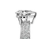 Solitaire Engagement Ring Setting for Pear-Shaped Center with Multi-Row Pave Accents and Basket Head in Sterling Silver