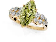 Cluster Engagement Ring Setting for Fancy Yellow Marquise Center with 2-Row Shoulder Clusters and Prong Head in Yellow Gold