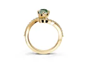 Solitaire Engagement Ring Setting for Fancy Green Marquise Center with Pave Bypass Swirl Band and Prong Head in Yellow Gold