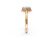 Floral Frame Engagement Ring Setting for Princess Cut Center with Accent Clusters and Prong Head in Rose Gold