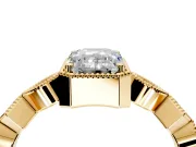 Milgrain Bezel Engagement Ring Setting for Emerald Cut Center with Marquise Stations and Bezel Head in Yellow Gold