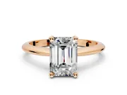 Solitaire Engagement Ring Setting for Emerald Cut Center with Knife Ridge Band and Claw Prong Head in Rose Gold