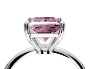 Minimalist Solitaire Engagement Ring Setting for Fancy Pink Princess Cut Center with Thin Band and Prong Head in Sterling Silver