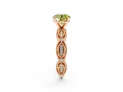 Solitaire Engagement Ring Setting for Fancy Yellow Round Cut Center with Marquise Panel Band and Prong Head in Rose Gold