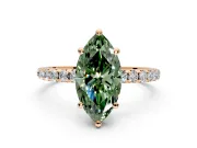 Solitaire Engagement Ring Setting for Fancy Green Marquise Center with Micro Pave Band and Prong Head in Rose Gold
