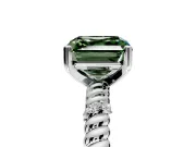 Rope Engagement Ring Setting for Fancy Green Asscher Cut Center with Accent Shoulders and Prong Head in Sterling Silver