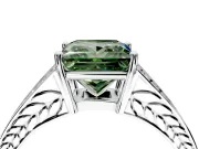 Split Shank Engagement Ring Setting for Fancy Green Princess Cut Center with Pave Split Shank and Prong Head in Platinum