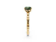 Solitaire Engagement Ring Setting for Fancy Green Cushion Cut Center with Bamboo Band and Prong Head in Yellow Gold