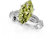 Solitaire Engagement Ring Setting for Fancy Yellow Marquise Center with Marquise Panel Band and Prong Head in Platinum