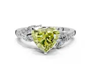 Solitaire Engagement Ring Setting for Fancy Yellow Heart-Shaped Center with Marquise Accent Twist Band and Prong Head in Sterling Silver