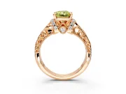 Solitaire Engagement Ring Setting for Fancy Yellow Radiant Cut Center with Filigree Accent Basket and Prong Head in Rose Gold