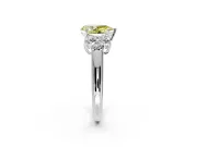 Cluster Engagement Ring Setting for Fancy Yellow Pear-Shaped Center with Round Cut Accent Frame and Prong Head in Sterling Silver