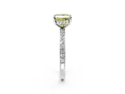 Solitaire Engagement Ring Setting for Fancy Yellow Princess Cut Center with Fine Pave Band and Prong Head in Sterling Silver