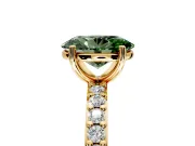 Solitaire Engagement Ring Setting for Fancy Green Oval Center with Round Cut Pave Band and Prong Head in Yellow Gold