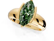 Tension Engagement Ring Setting for Fancy Green Marquise Center with Wide Flat Band and Tension Head in Yellow Gold