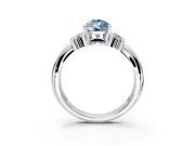 Solitaire Engagement Ring Setting for Fancy Blue Pear-Shaped Center with Grooved Bar Accent Band and Prong Head in Sterling Silver