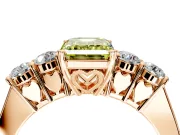 5 Stone Engagement Ring Setting for Fancy Yellow Emerald Cut Center with Equal Close-Set Accents and Prong Head in Rose Gold