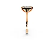 Single Halo Engagement Ring Setting for Fancy Green Princess Cut Center with Corner Claws, Plain Band and Prong Head in Rose Gold