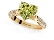 Solitaire Engagement Ring Setting for Fancy Yellow Heart-Shaped Center with Multi-Row Accents and Prong Head in Yellow Gold