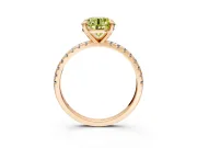 Solitaire Engagement Ring Setting for Fancy Yellow Round Cut Center with Fine Pave Narrow Band and Prong Head in Rose Gold