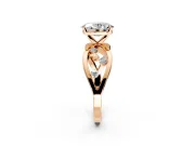 Solitaire Engagement Ring Setting for Oval Center with Criss-Cross Accent Band and Prong Head in Rose Gold