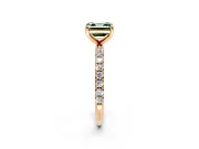 Solitaire Engagement Ring Setting for Fancy Green Asscher Cut Center with Micro Pave Band and Prong Head in Rose Gold