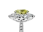 Floral Halo Engagement Ring Setting for Fancy Yellow Oval Center with Pave Accents and Prong Head in Sterling Silver