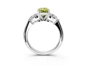 3 Stone Engagement Ring Setting for Fancy Yellow Radiant Cut Center with Large Pear-Shaped Accents and Prong Head in White Gold