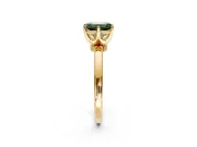 Solitaire Engagement Ring Setting for Fancy Green Emerald Cut Center with Plain Band and Tulip Prong Head in Yellow Gold