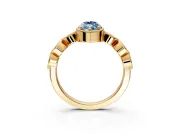 Vintage Station Engagement Ring Setting for Fancy Blue Marquise Center with Accents and Prong Head in Yellow Gold