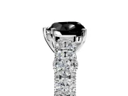 Solitaire Engagement Ring Setting for Fancy Black Heart-Shaped Center with Pave Cathedral Shoulders and Prong Head in Sterling Silver